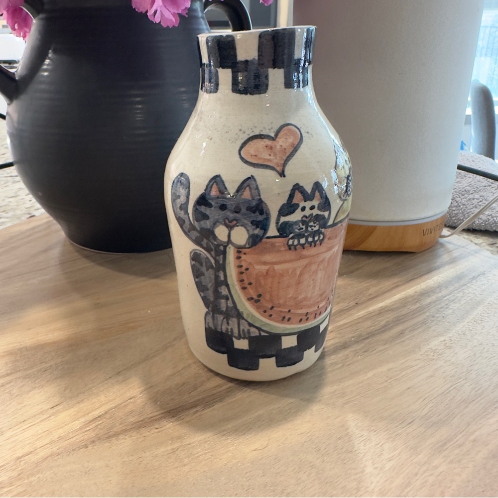 Vintage Handcrafted Cat Design Vase